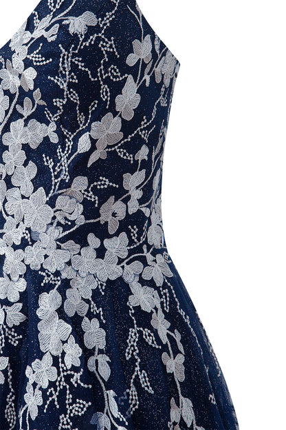 Bella | Vestido corto de fiesta Aline de tul brillante con apliques