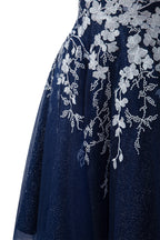 Bella | Vestido corto de fiesta Aline de tul brillante con apliques