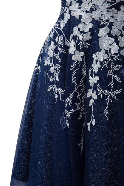 Bella | Vestido corto de fiesta Aline de tul brillante con apliques