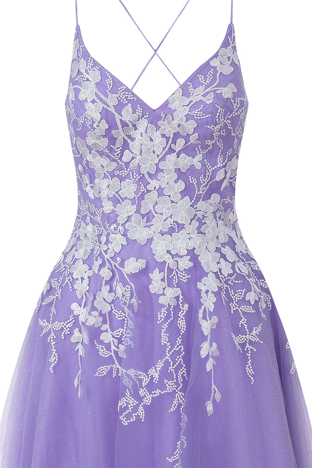 Bella | Vestido corto de fiesta Aline de tul brillante con apliques