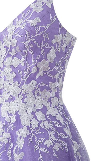Bella | Vestido corto de fiesta Aline de tul brillante con apliques