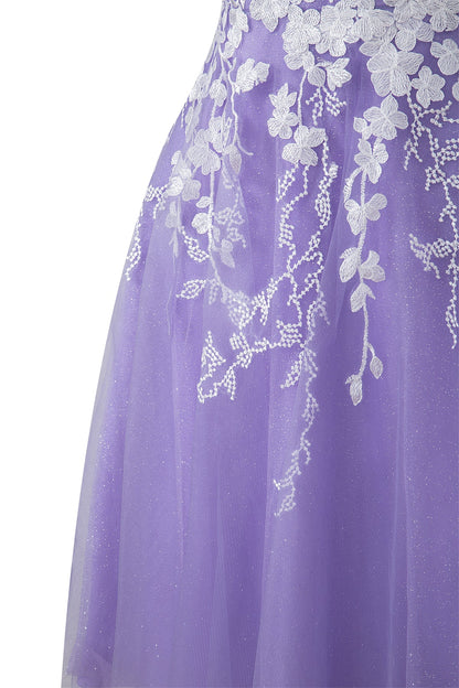 Bella | Vestido corto de fiesta Aline de tul brillante con apliques