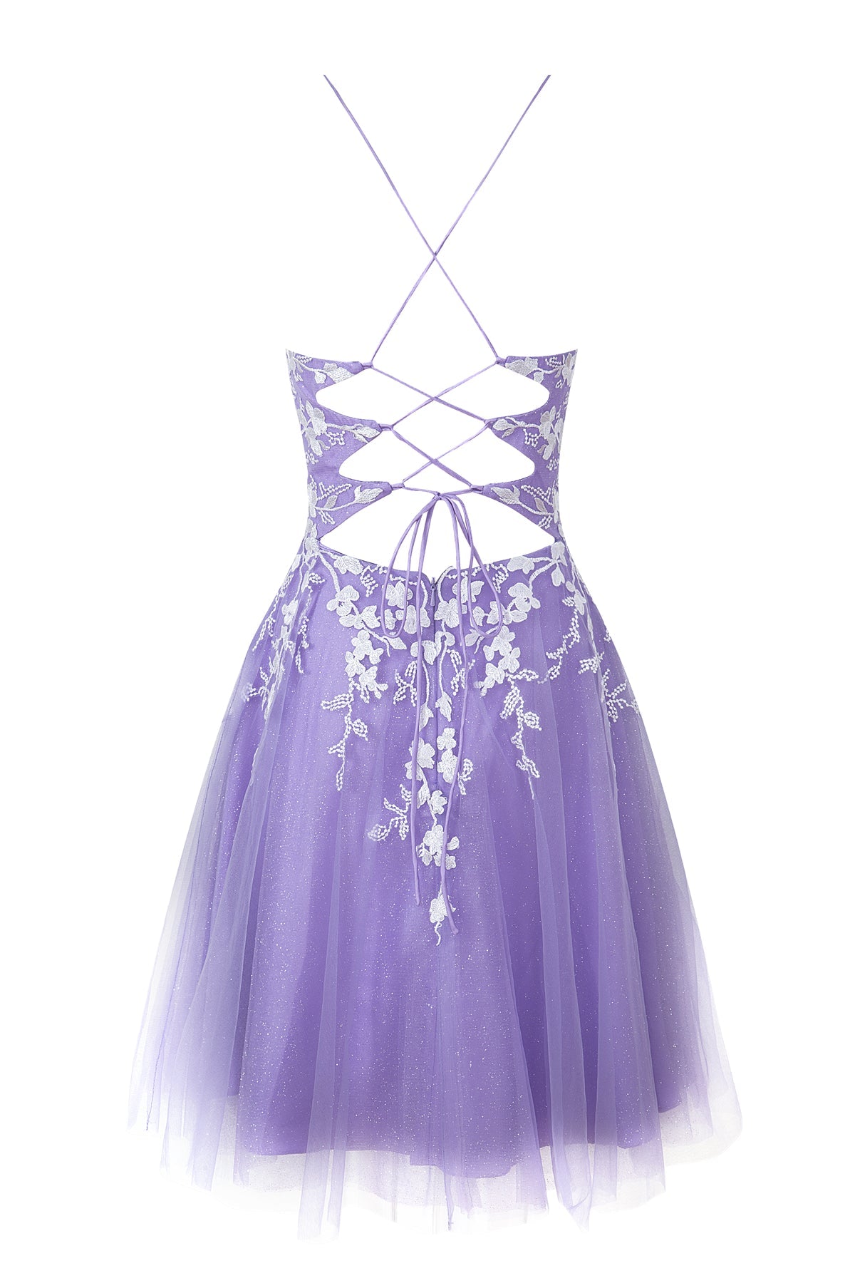 Bella | Vestido corto de fiesta Aline de tul brillante con apliques