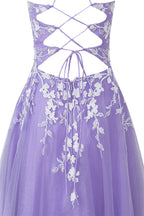 Bella | Vestido corto de fiesta Aline de tul brillante con apliques