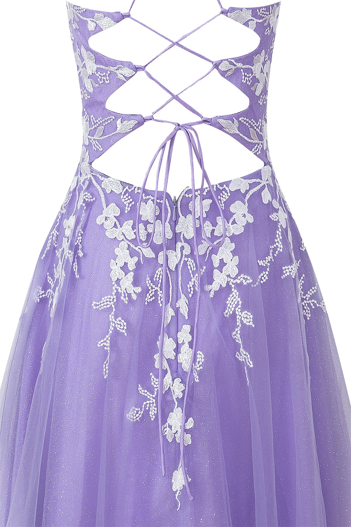 Bella | Vestido corto de fiesta Aline de tul brillante con apliques
