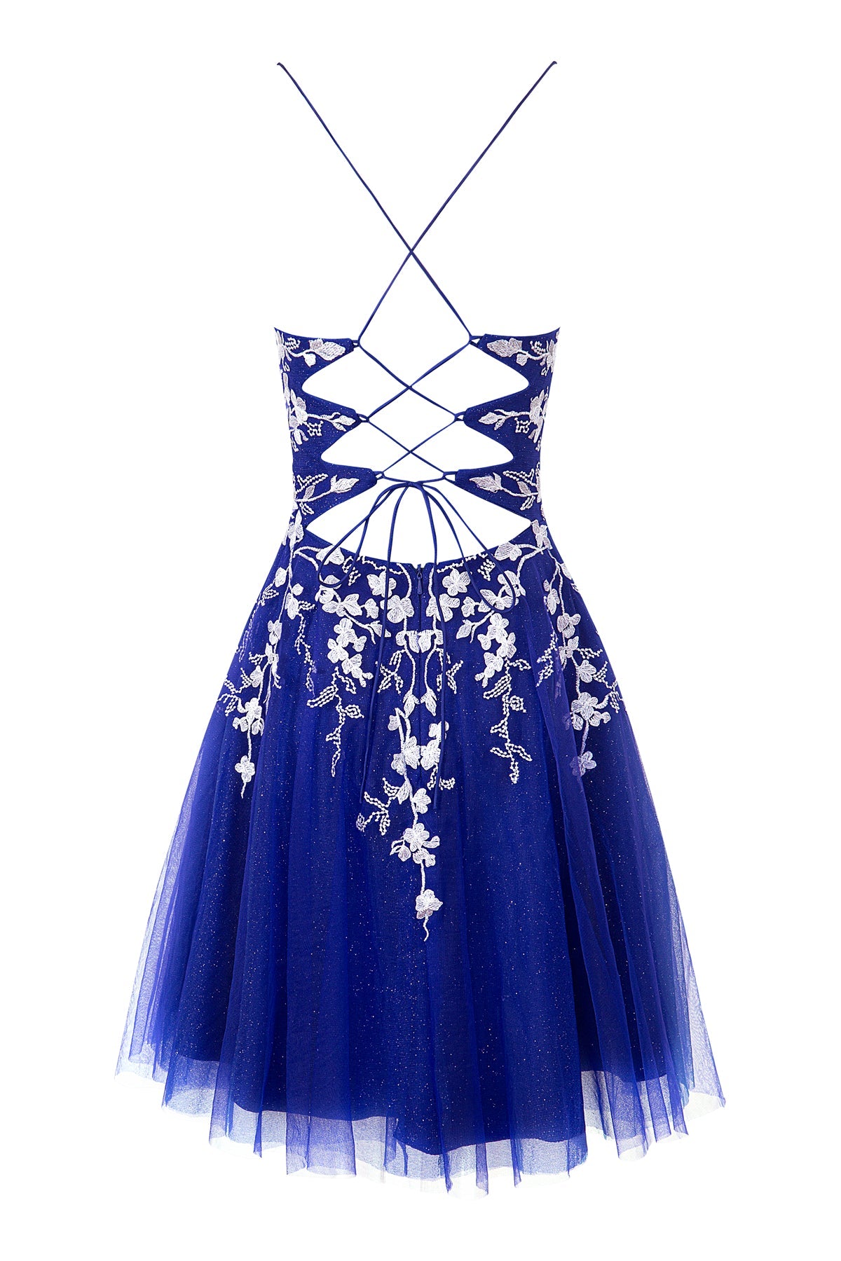 Bella | Vestido corto de fiesta Aline de tul brillante con apliques