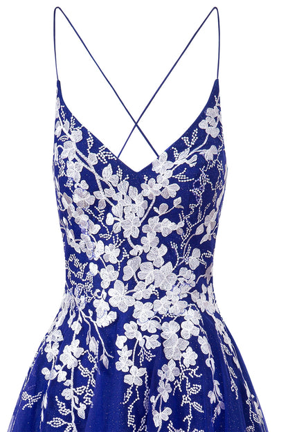 Bella | Vestido corto de fiesta Aline de tul brillante con apliques