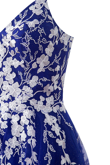 Bella | Vestido corto de fiesta Aline de tul brillante con apliques
