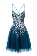 Bella | Vestido corto de fiesta Aline de tul brillante con apliques