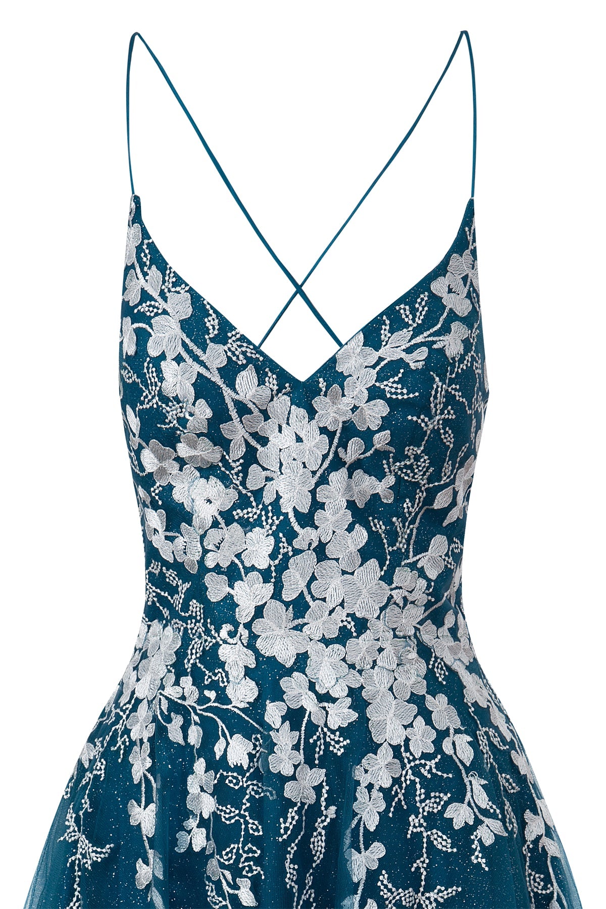 Bella | Vestido corto de fiesta Aline de tul brillante con apliques