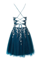 Bella | Vestido corto de fiesta Aline de tul brillante con apliques