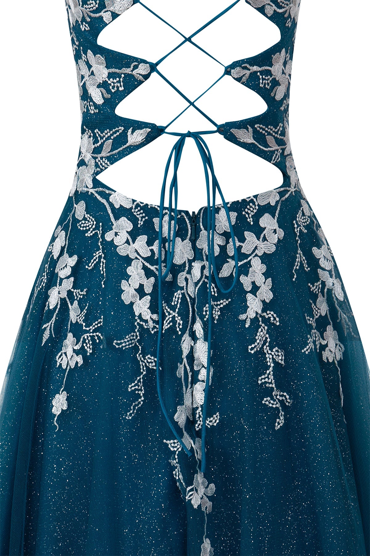 Bella | Vestido corto de fiesta Aline de tul brillante con apliques