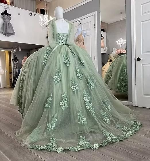 Damen Spaghetti Quinceanera Ballkleid Spitzenapplikation für Sweet 15 16 Kleider Y3038