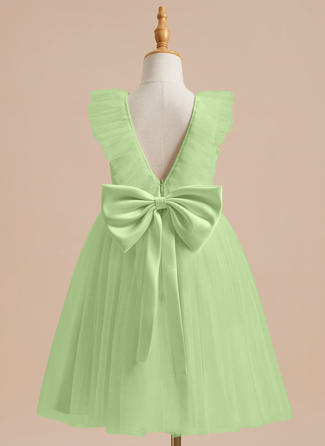 Knielanges A-Linien-Blumenmädchenkleid aus Satintüll 