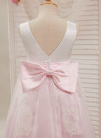 A-Linie Satin Tüll Knöchellanges Rosa Kleid (2003227111)