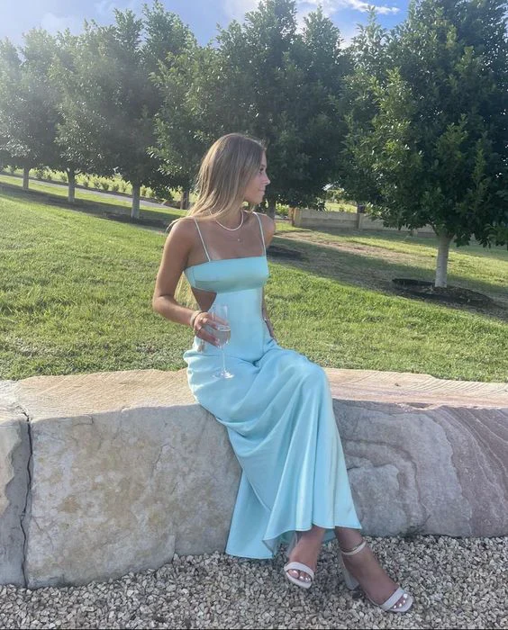 Sexy Spaghettiträger Langes Ballkleid Brautjungfern Abendkleid Y7468