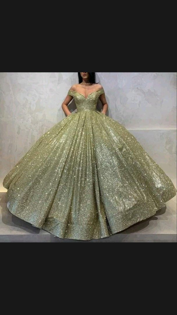 Vestido de fiesta con hombros descubiertos y purpurina para dulces 16 Y54