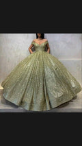 Vestido de fiesta con hombros descubiertos y purpurina para dulces 16 Y54