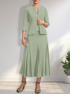 Vestido de gasa para madre de la novia con escote en A, largo hasta la rodilla, con lentejuelas y abalorios.