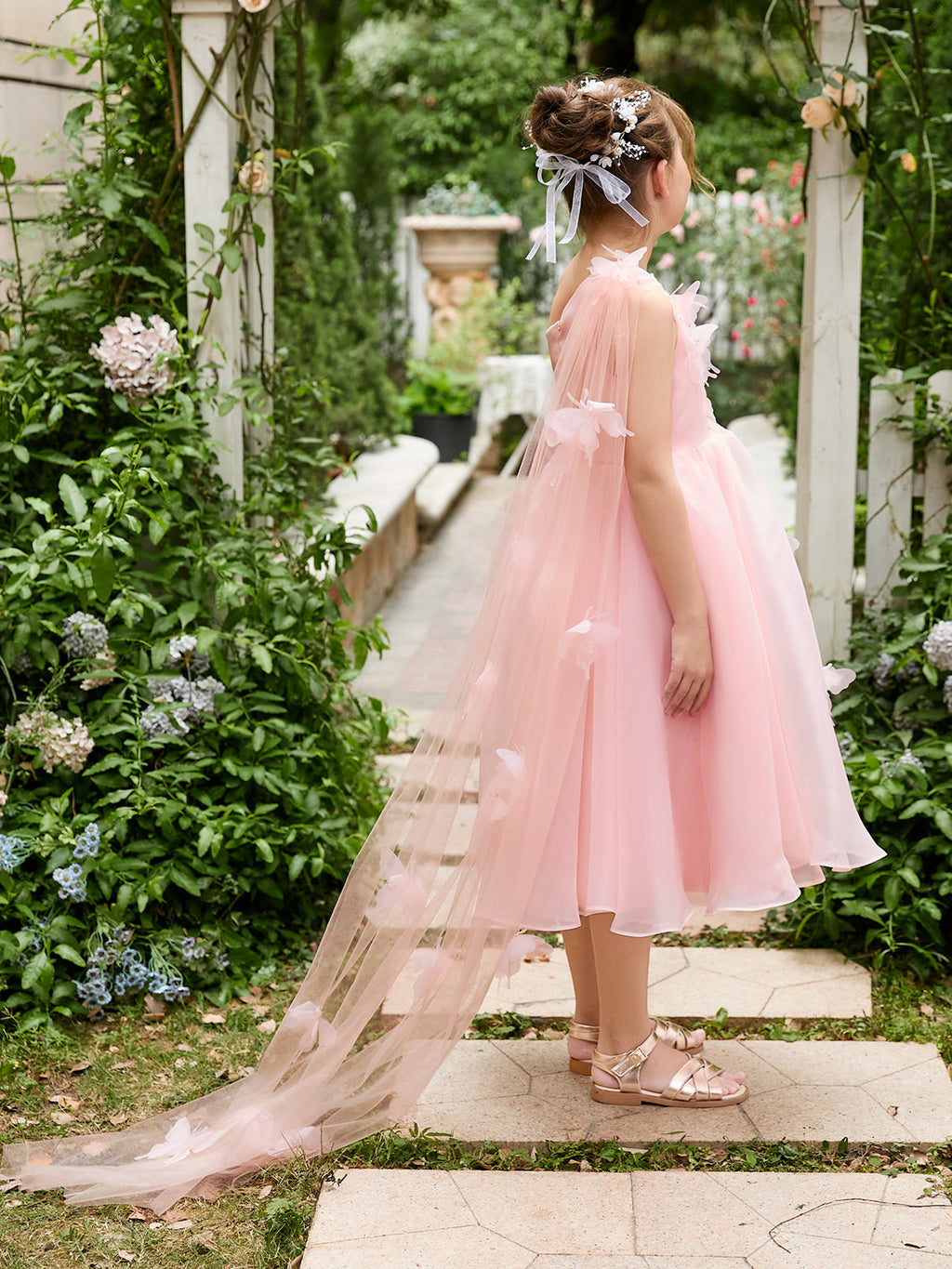 A-Linie Organza Tee-Länge Rosa Kleid (010220821) 