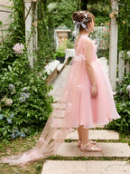 A-Linie Organza Tee-Länge Rosa Kleid (010220821) 