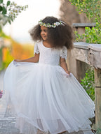 Vestido bohemio de encaje hasta los tobillos para niña de las flores