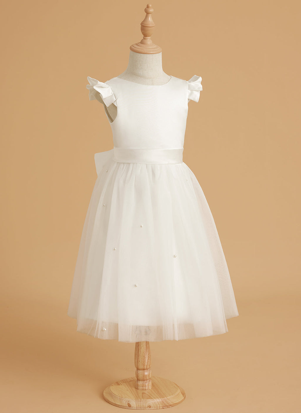 A-Linie Satin Tüll Knielanges Altrosa Kleid (2003227179) 