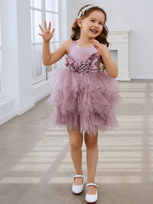 Duchesse-/Prinzessinnen-Tüll-Knielanges Baby-Mädchen-Kleid 
