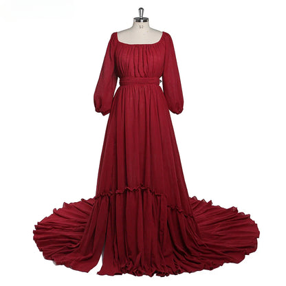 Off Shoulder Full Sleeves Round Neck Cotton Maternity Dresses for Photo Shoot Baby Shower Dress for Pregnant Woman Sunnderly 2025