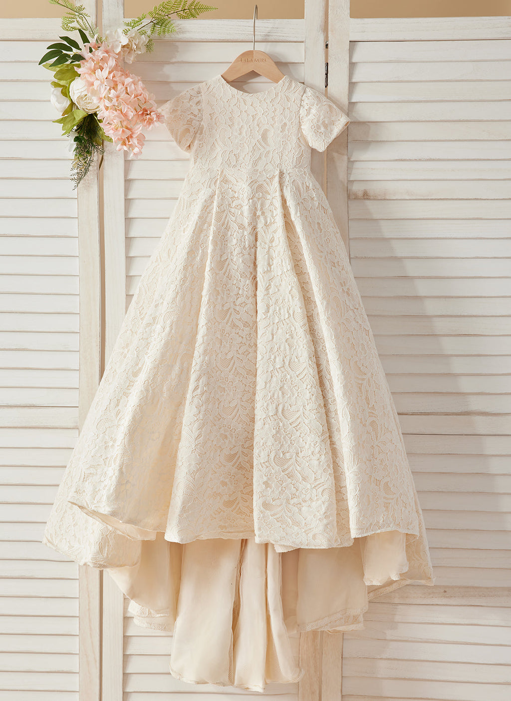 A-Linie Spitze Sweep Zug Elfenbein Kleid (010146744) 