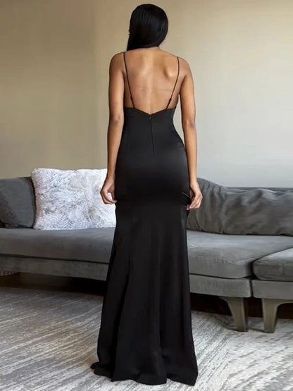 TARUXY Side Slits Slim Dresses For Women Birthday Elegant Bow Splice Sundress Ladies Sexy Backless Beach Women's Evening Dress