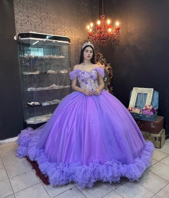 Charmantes schulterfreies Tüll-Ballkleid, Sweet 16-Kleid Y6028