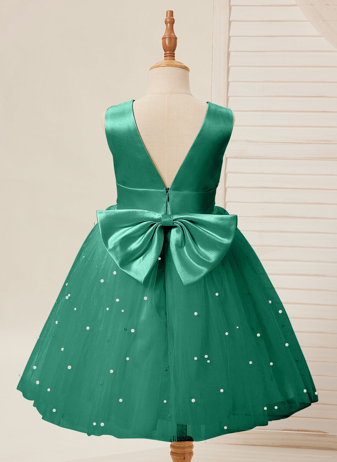 Duchesse-Linie/Princess-Linie Satin Tüll Knielang Blumenmädchenkleid 