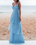 Charmantes blaues Ballkleid, langes Abendkleid Y6363