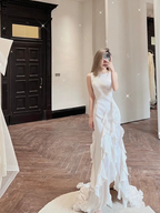 Charmantes weißes Hochzeitskleid, ärmelloses Brautkleid Y2066