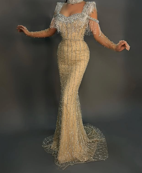 Hermoso vestido de noche largo de sirena con lentejuelas y tul amarillo, vestido formal de fiesta Y8538