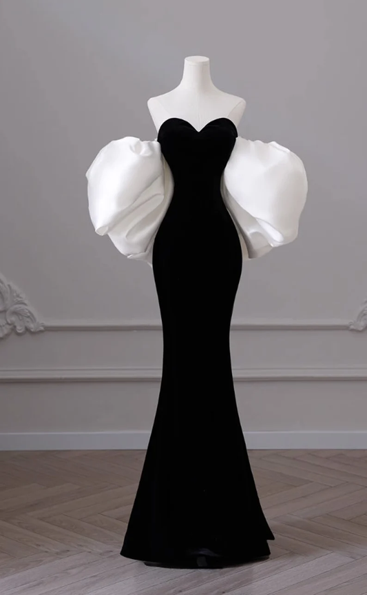 Vestido de noche negro de un solo hombro, estilo sirena de alta gama, para banquetes y fiestas, Y4382