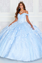 Vestido de quinceañera con escote corazón, hombros descubiertos, color verde esmeralda, con flores y cuentas hechas a mano, Y293