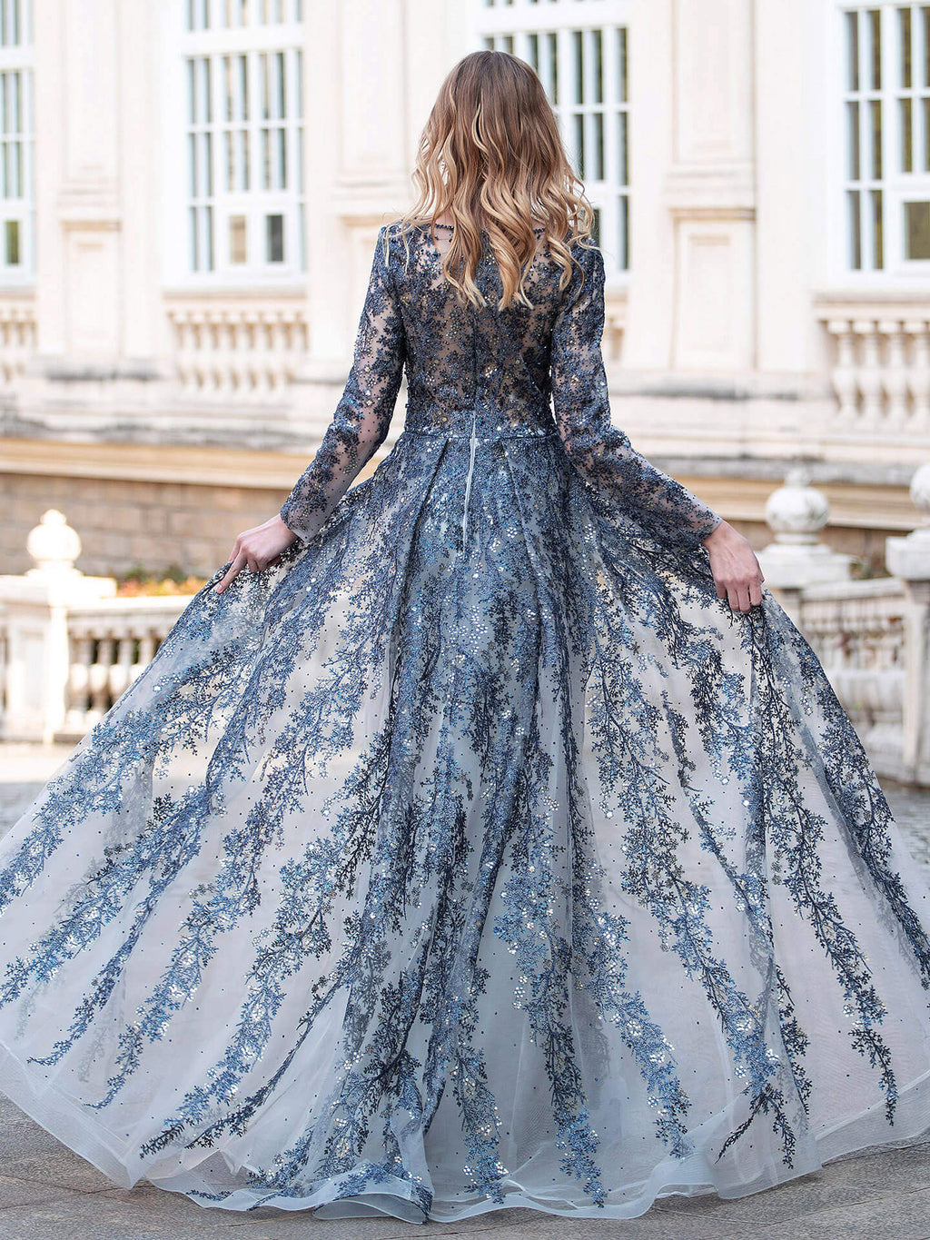 Mermaid / Trumpet V-neck Fashion Formal Evening Dresses Long Sleeve Floor Length Prom Dresses