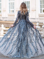Mermaid / Trumpet V-neck Fashion Formal Evening Dresses Long Sleeve Floor Length Prom Dresses