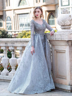 Vestidos de noche formales de moda de sirena/trompeta Vestidos de fiesta de manga larga hasta el suelo 
