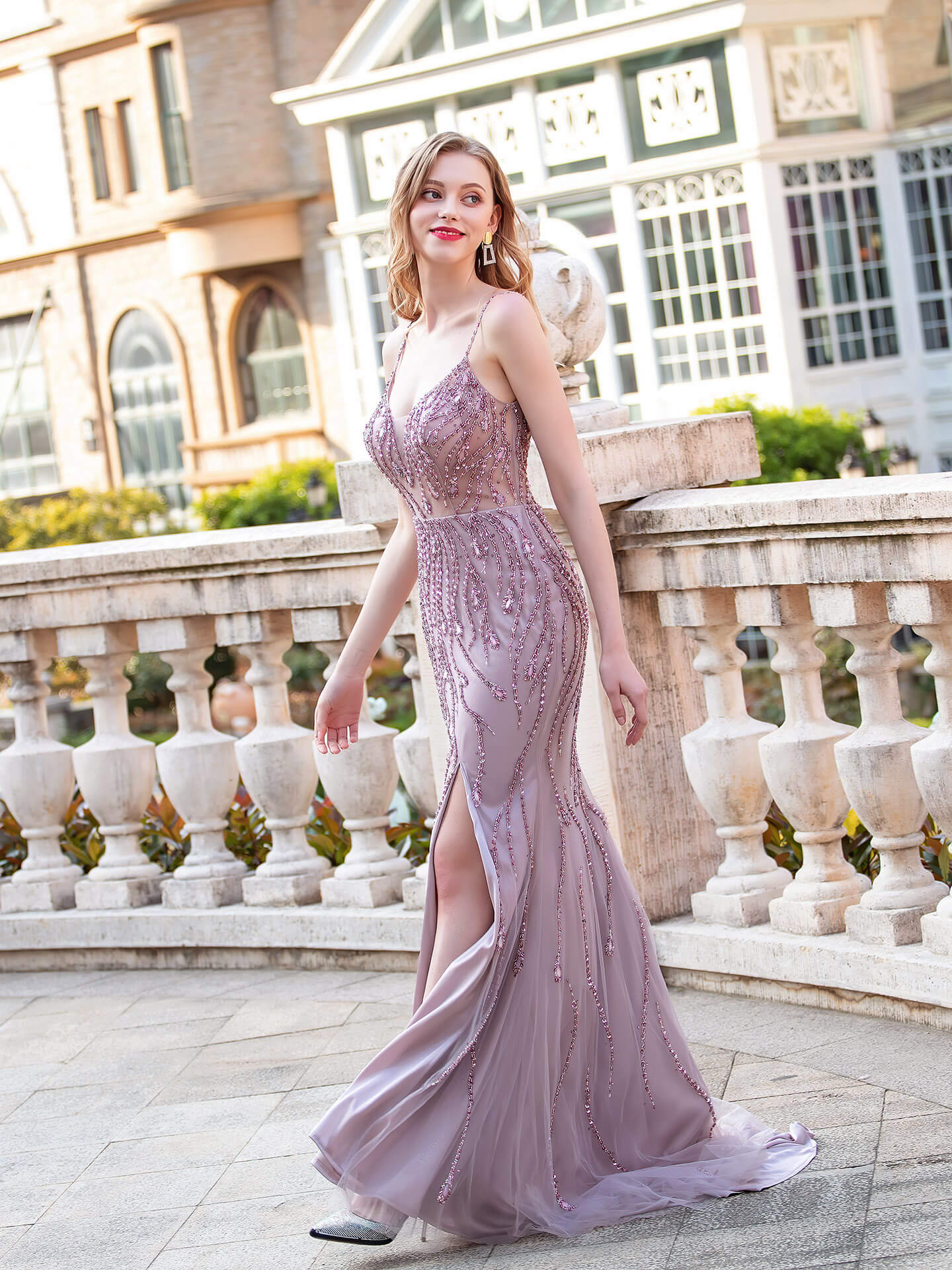Mermaid / Trumpet Luxurious Sexy Formal Evening Dresses Spaghetti Strap Sleeveless Floor Length Prom Dresses