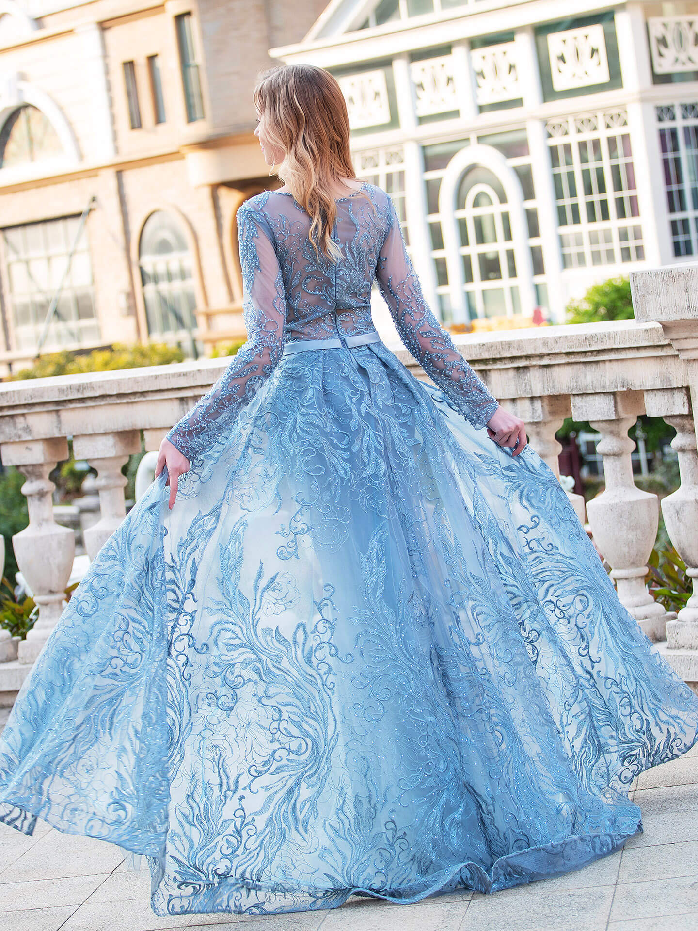 Vestidos de noche formales de moda de sirena/trompeta Vestidos de fiesta de manga larga hasta el suelo 