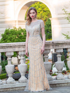 Mermaid Beaded Luxurious Fashion Formal Evening Dresses Sleeveless Floor Length Prom Dresses