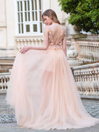A-line Luxurious Fashion Sexy V-neck Formal Evening Dresses Sleeveless Floor Length Prom Dresses