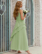 Vestidos de gasa largos de talla grande para madre de la novia, vestido formal de dama de honor para graduación SY28019 