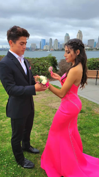 Elegante vestido de fiesta de sirena rosa intenso, vestido de noche chic Y5415