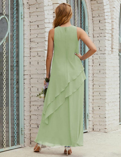 Chiffon Langes Plus Size Kleider für die Brautmutter Formales Brautjungfern-Abschlussballkleid SY28019 