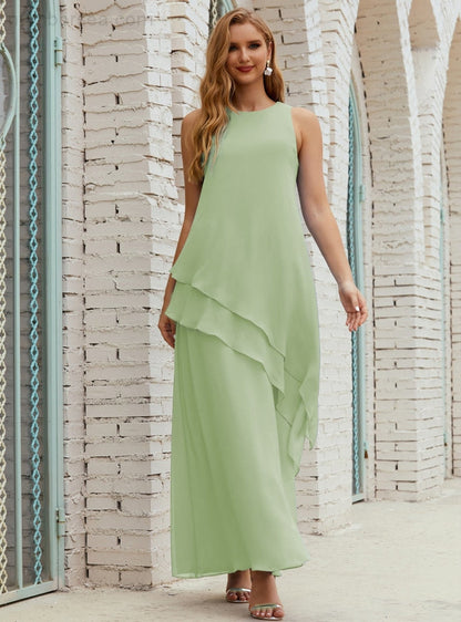 Chiffon Langes Plus Size Kleider für die Brautmutter Formales Brautjungfern-Abschlussballkleid SY28019 