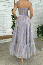 Elegantes vestidos de fiesta de tul sin mangas, corte A, hasta los tobillos 